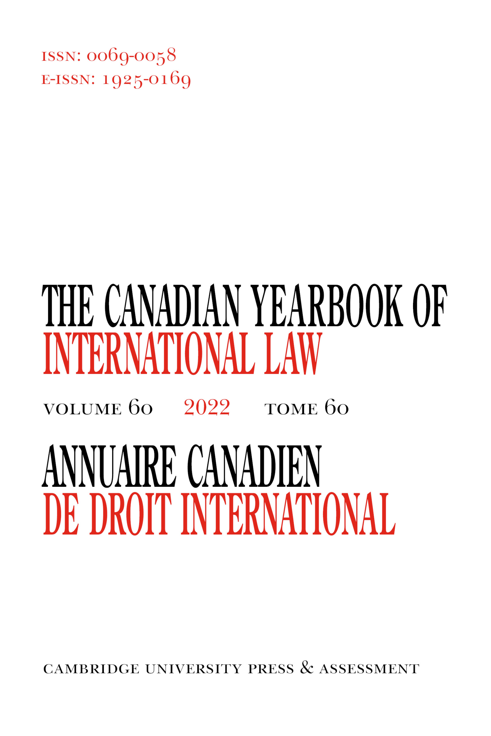 Canadian Yearbook of International Law / Annuaire canadien de droit international